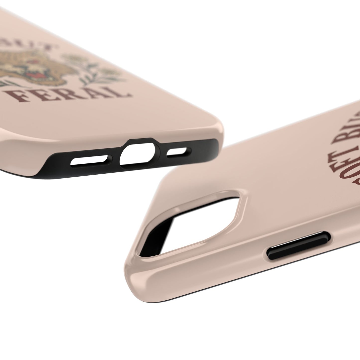 Soft but Feral Tough Phone Case, Floral Wildcat Design, Pretty and Powerful Gift for Girls, Phone Accessories, Protective Phone Cover,