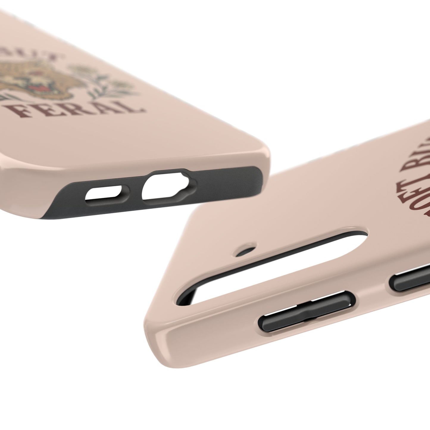 Soft but Feral Tough Phone Case, Floral Wildcat Design, Pretty and Powerful Gift for Girls, Phone Accessories, Protective Phone Cover,