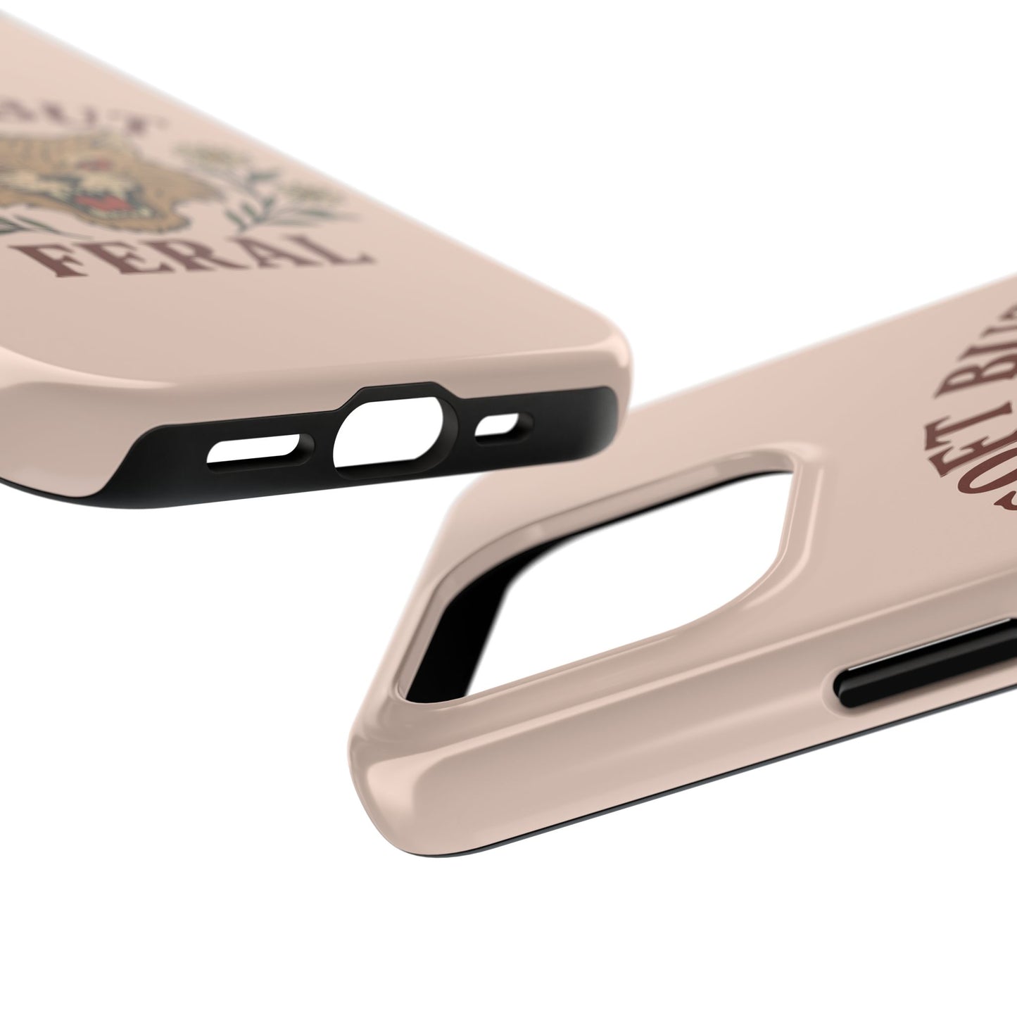 Soft but Feral Tough Phone Case, Floral Wildcat Design, Pretty and Powerful Gift for Girls, Phone Accessories, Protective Phone Cover,