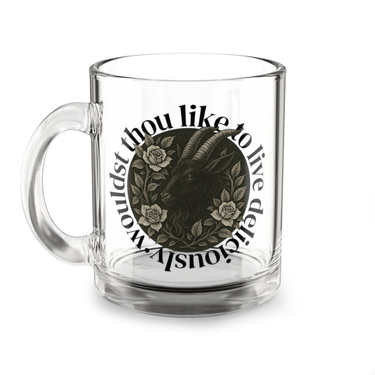 Live Deliciously Clear Glass Coffee Mug - 10 oz