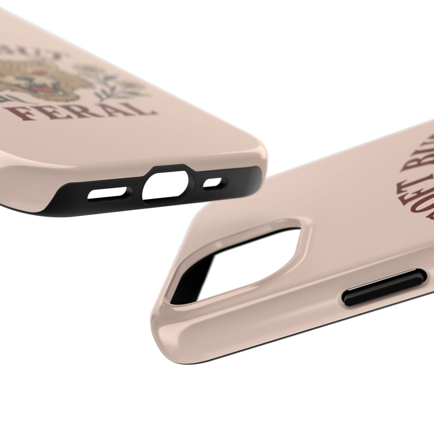 Soft but Feral Tough Phone Case, Floral Wildcat Design, Pretty and Powerful Gift for Girls, Phone Accessories, Protective Phone Cover,