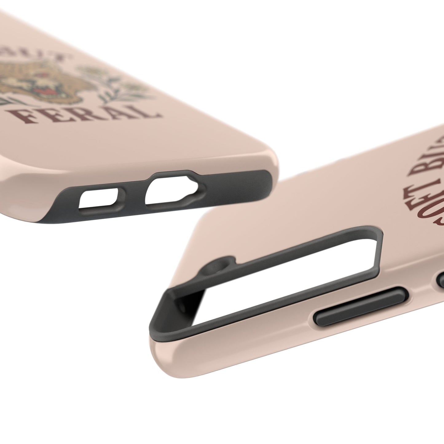 Soft but Feral Tough Phone Case, Floral Wildcat Design, Pretty and Powerful Gift for Girls, Phone Accessories, Protective Phone Cover,