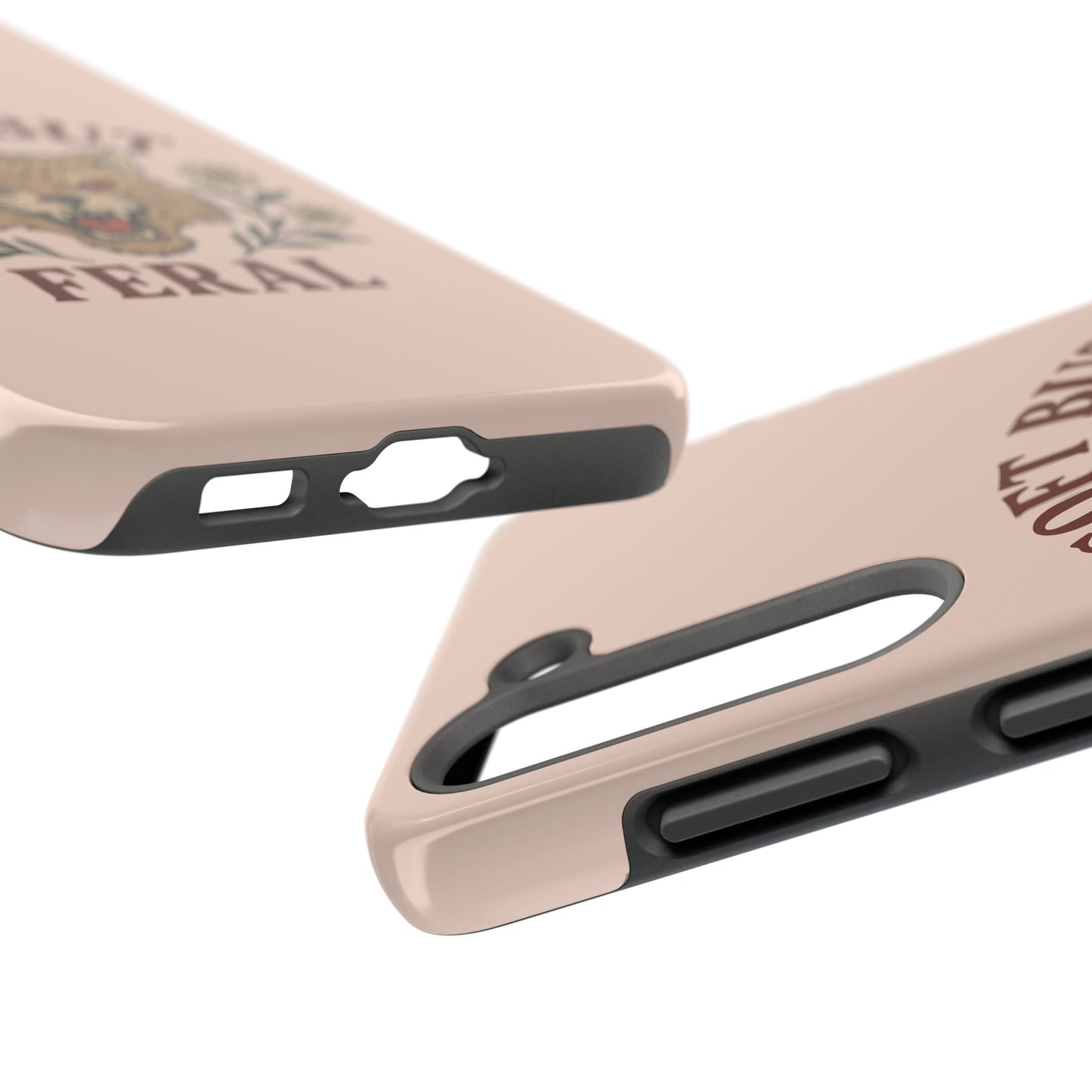 Soft but Feral Tough Phone Case, Floral Wildcat Design, Pretty and Powerful Gift for Girls, Phone Accessories, Protective Phone Cover,